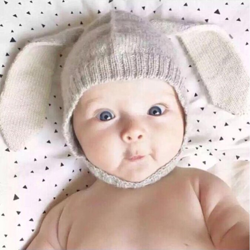 Baby/Toddler Gray Knit Bunny Beanie with Long Ears - Picture 2 of 8